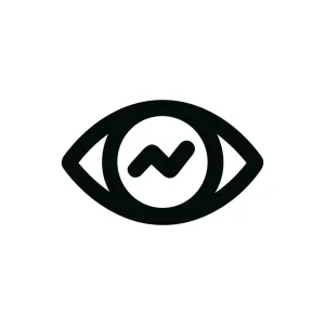 Minimalist Outline Eye with Abstract Wave Logo Icon
