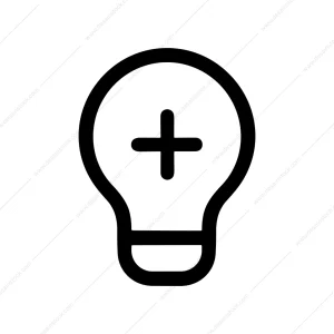 Simple Line Lightbulb Plus Sign Symbol Icon