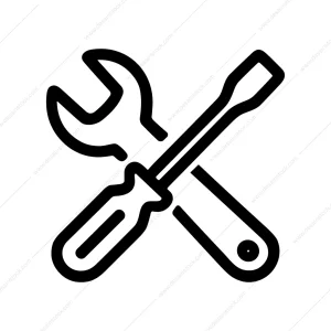 Line Art Crossed Wrench Screwdriver Repair Service Icon