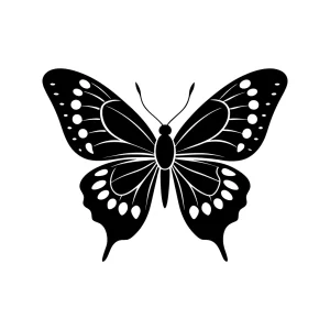 Elegant Silhouette Butterfly with Intricate Wing Details Isolated Insect Illustration