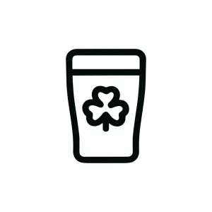 Minimalist Outline Glass of Stout Beer with Shamrock for Saint Patrick's Day Icon