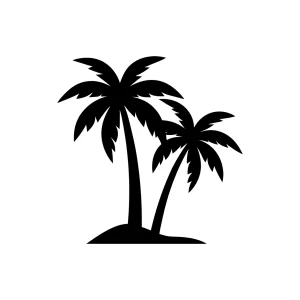 Simple Silhouette Tropical Palm Tree Landscape Illustration