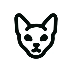 Minimalist Outline Bold Cat Face Illustration Simple Line Art Icon