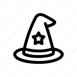 Outline Simple Wizard Hat Star Decoration Icon