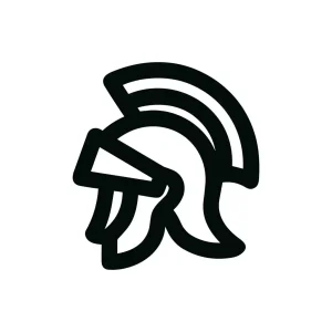 Minimalist Outline Handdrawn Spartan Helmet Warrior Armor Guard Icon Symbol