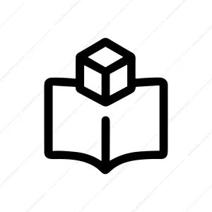 Simple Line Open Book with Cube Icon