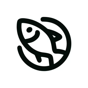 Minimalist Line Art Fish Circle Abstract Shape Aquarium Pet Icon