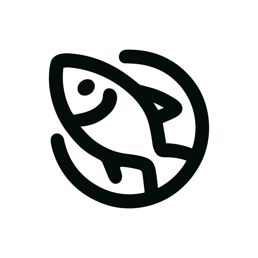 Minimalist Line Art Fish Circle Abstract Shape Aquarium Pet Icon
