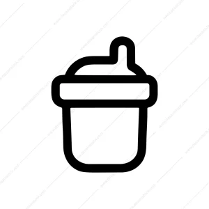 Simple Outline Baby Sippy Cup Black Shape Icon