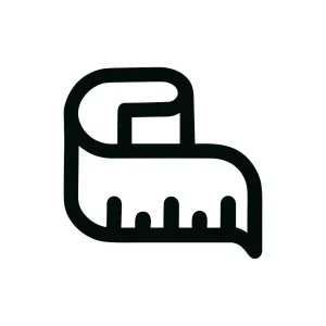 Line Art Simple Measuring Tape Minimalist Black and White Icon