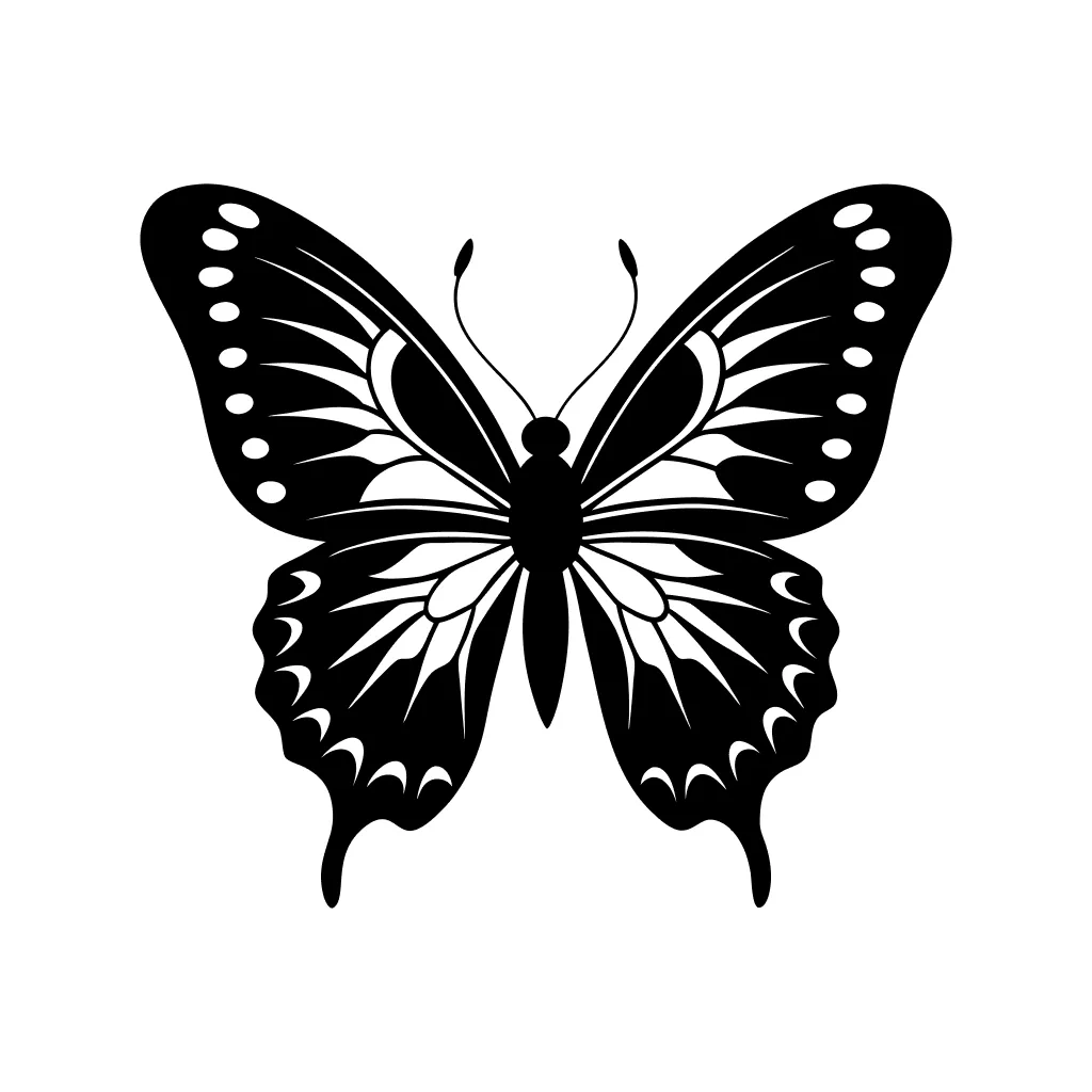 Elegant Simple Butterfly Illustration Silhouette Outline Flying Insect