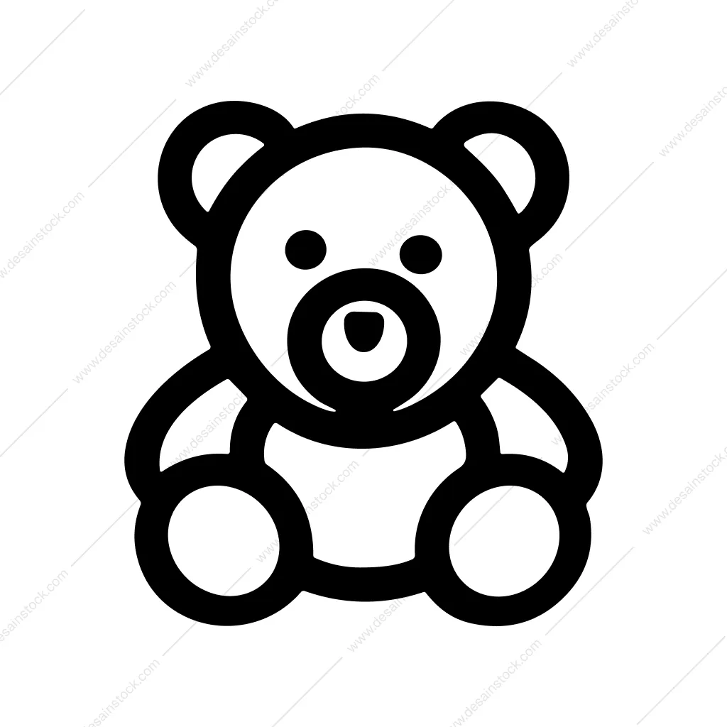 Outline Simple Minimalist Teddy Bear Toy Animal Icon