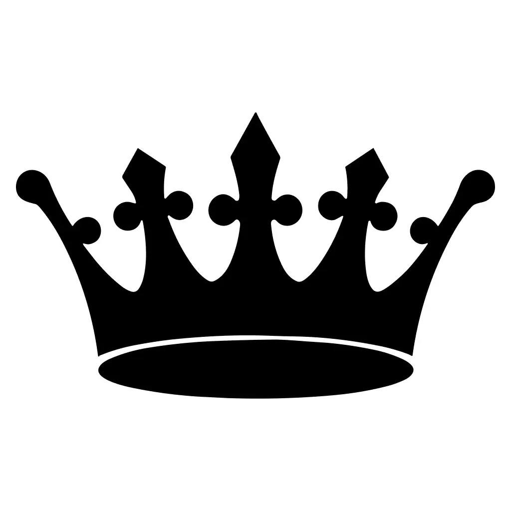 Simple Black Crown Monochromatic Silhouette Royalty Symbol