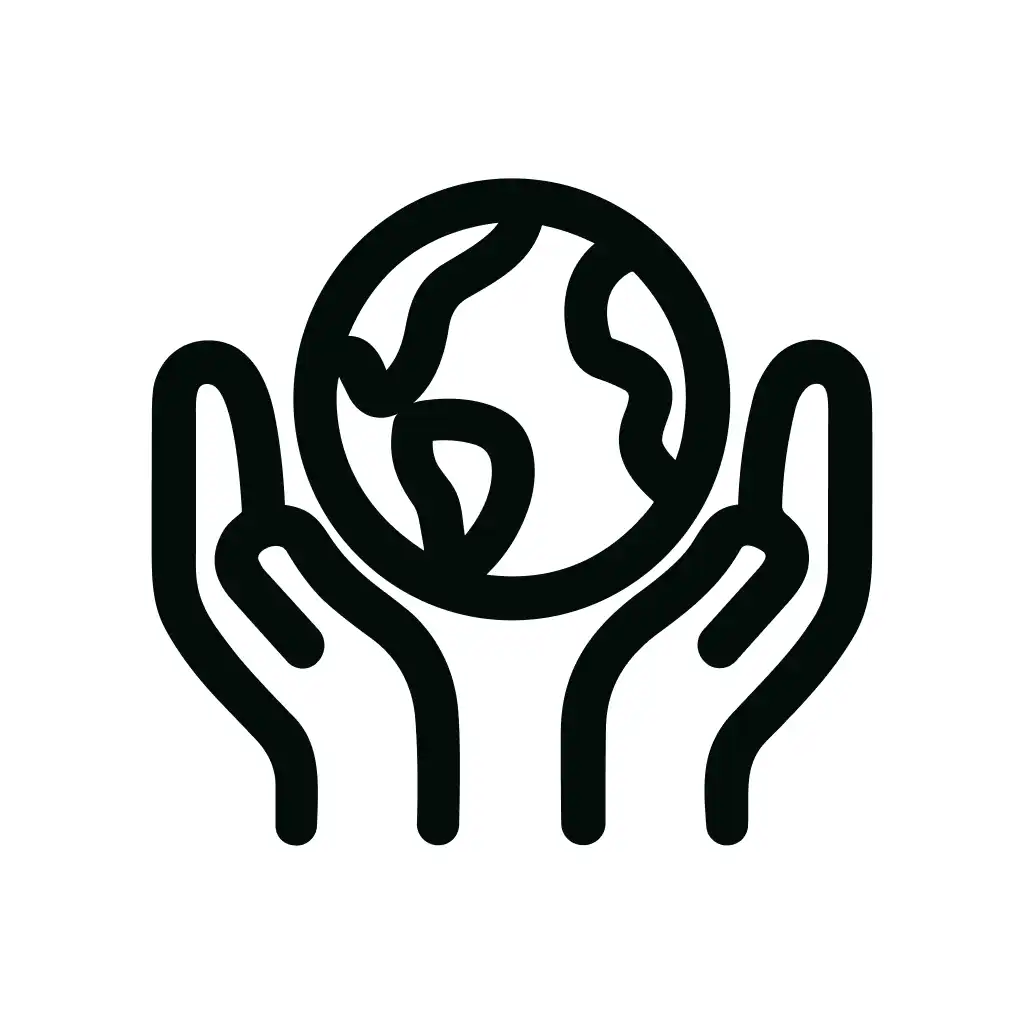 Outline Style Two Hands Holding Earth Globe Icon