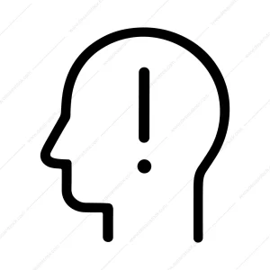 Simple Line Drawing Head Exclamation Mark Symbol Icon