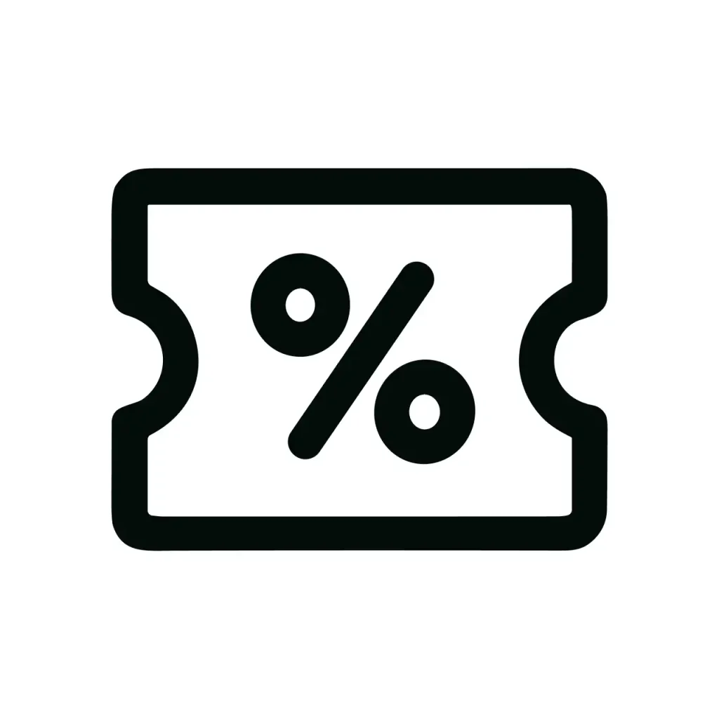 Simple Line Style Discount Coupon Percentage Symbol Shape Icon