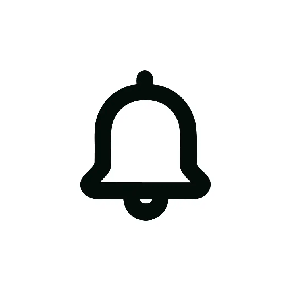 Simple Bold Line Bell Shape Notification Symbol Alert Icon Design
