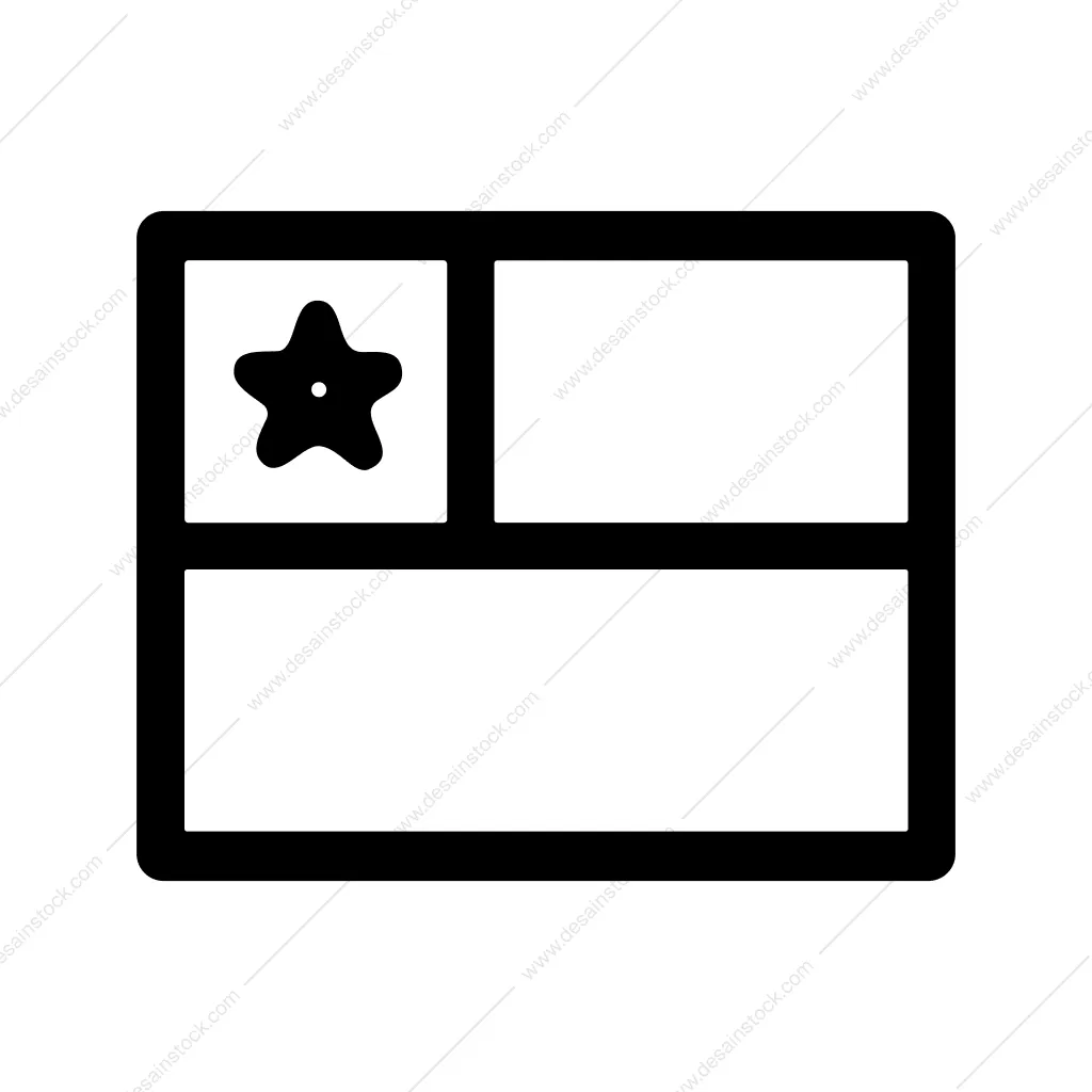 Simple Outline Isolated Chile Flag National Symbol Icon