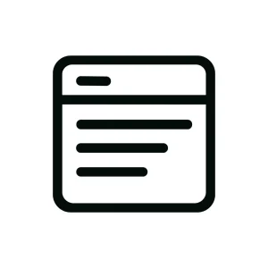 Simple Outline Rounded Corner Document Page with Text Content Icon