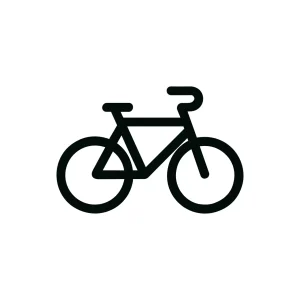 Minimalist Outline Bicycle Icon, Transportation and Leisure Activity, Black on White
