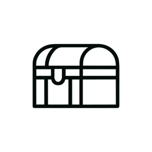 Minimalist Outline Treasure Chest Graphic Element Icon Symbol