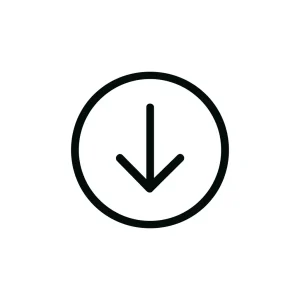 Simple Outline Circle Downward Arrow Direction Sign Icon