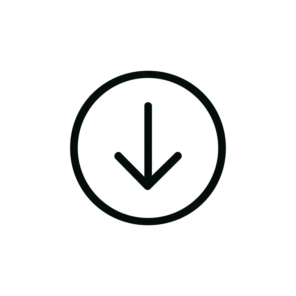 Simple Outline Circle Downward Arrow Direction Sign Icon