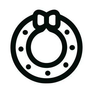 Simple Line Drawing Christmas Wreath with Berries and Bow Icon