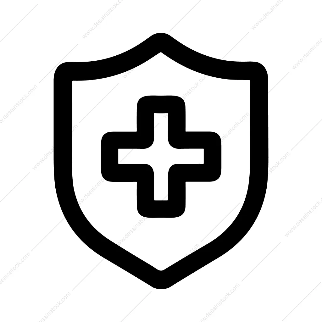 Outline Minimalist Shield Medical Plus Symbol Icon