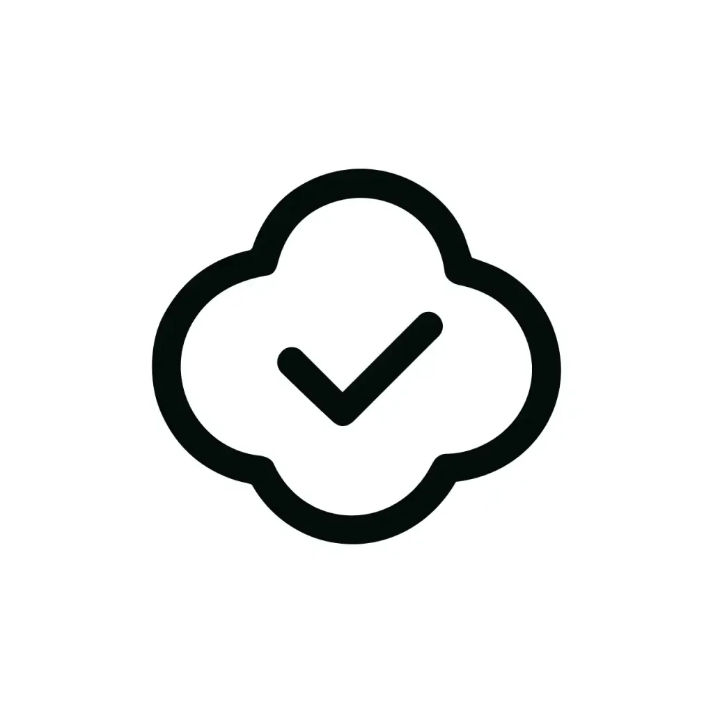 Simple Outline Cloud Checkmark Complete Icon for Web and Mobile Design