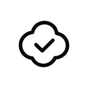 Simple Outline Cloud Checkmark Complete Icon for Web and Mobile Design