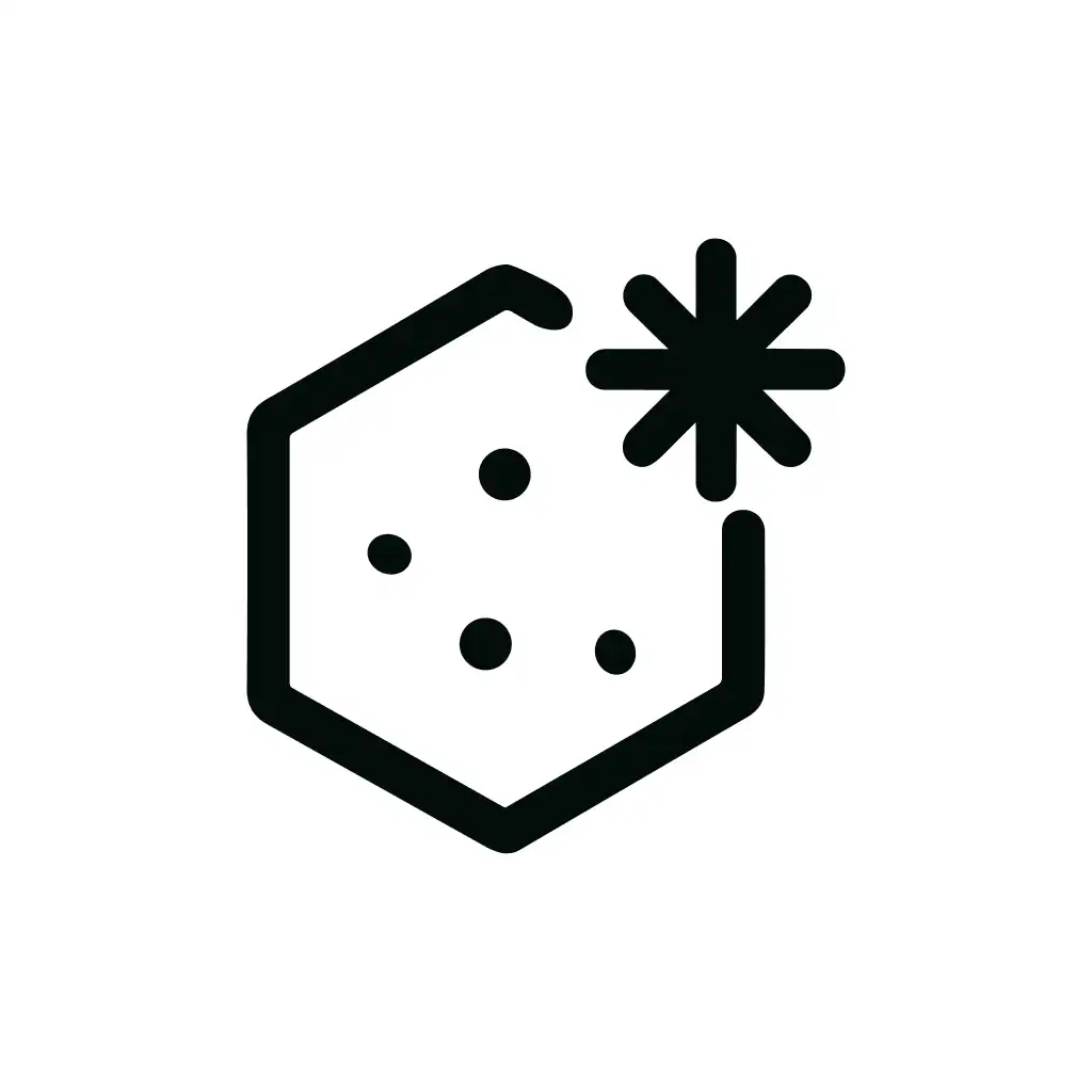 Minimalist Outline Asterisk Microorganism Hexagon Shape Icon