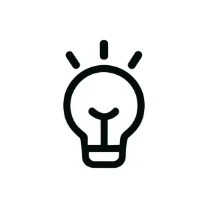 Minimalist Line Art Light Bulb Idea Symbol on White Background Icon