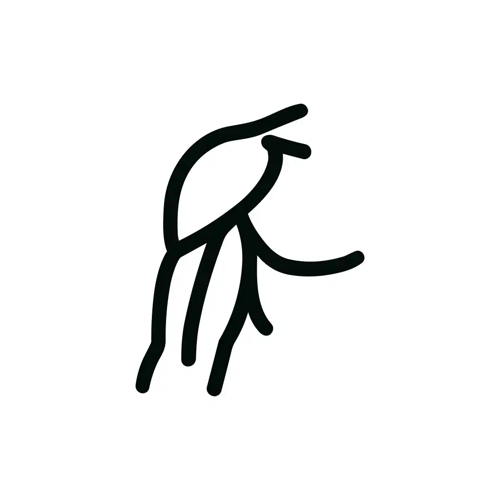 Minimalist Line Art Bird Perched on Branch Wildlife Illustration