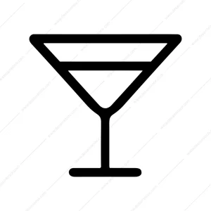 Minimalist Outline Martini Glass Drinkware Bar Symbol