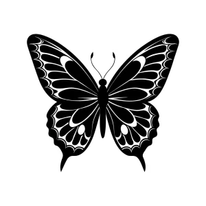 Elegant Black and White Silhouette Butterfly Wing Insect Illustration Graphic