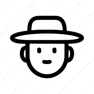 Simple Outline Farmer Person Head Icon Symbol