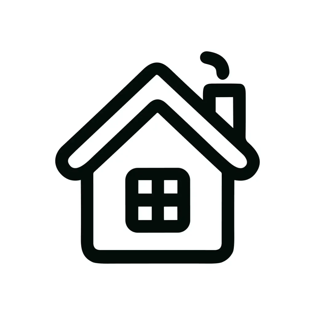Simple Lineart Residence with Chimney Icon Symbol for Web and App