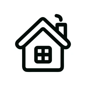 Simple Lineart Residence with Chimney Icon Symbol for Web and App