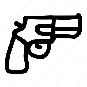 Simple Handdrawn Revolver Outline Firearm Dangerous Object Icon
