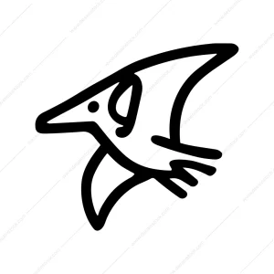 Simple Lineart Pterodactyl Flying Animal Black Icon