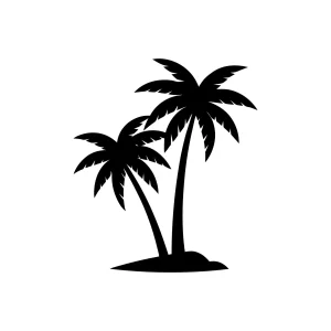 Simple Silhouette Two Palm Tree Exotic Illustration