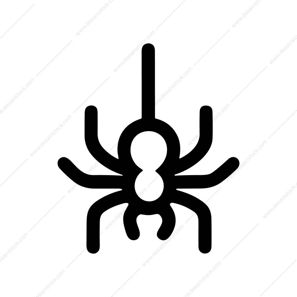 Minimalist Hanging Spider Line Drawing Creepy Illustration