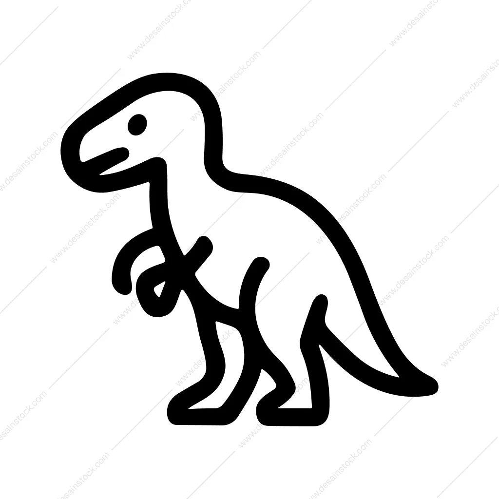 Minimalist Outlined Dinosaur Standup Tyrannosaurus Shape Icon