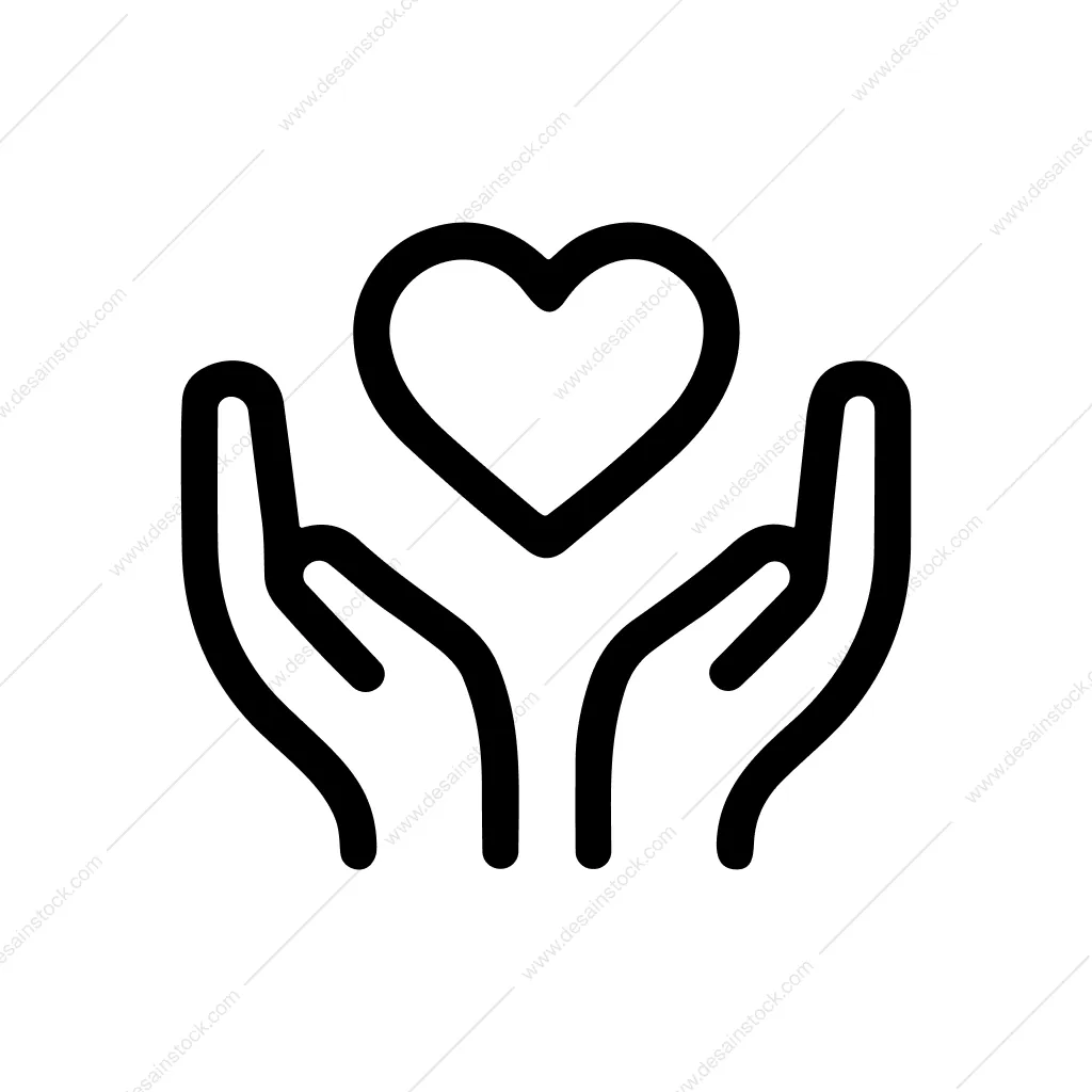 Simple Outline Hands Holding Heart Shape Graphic Icon