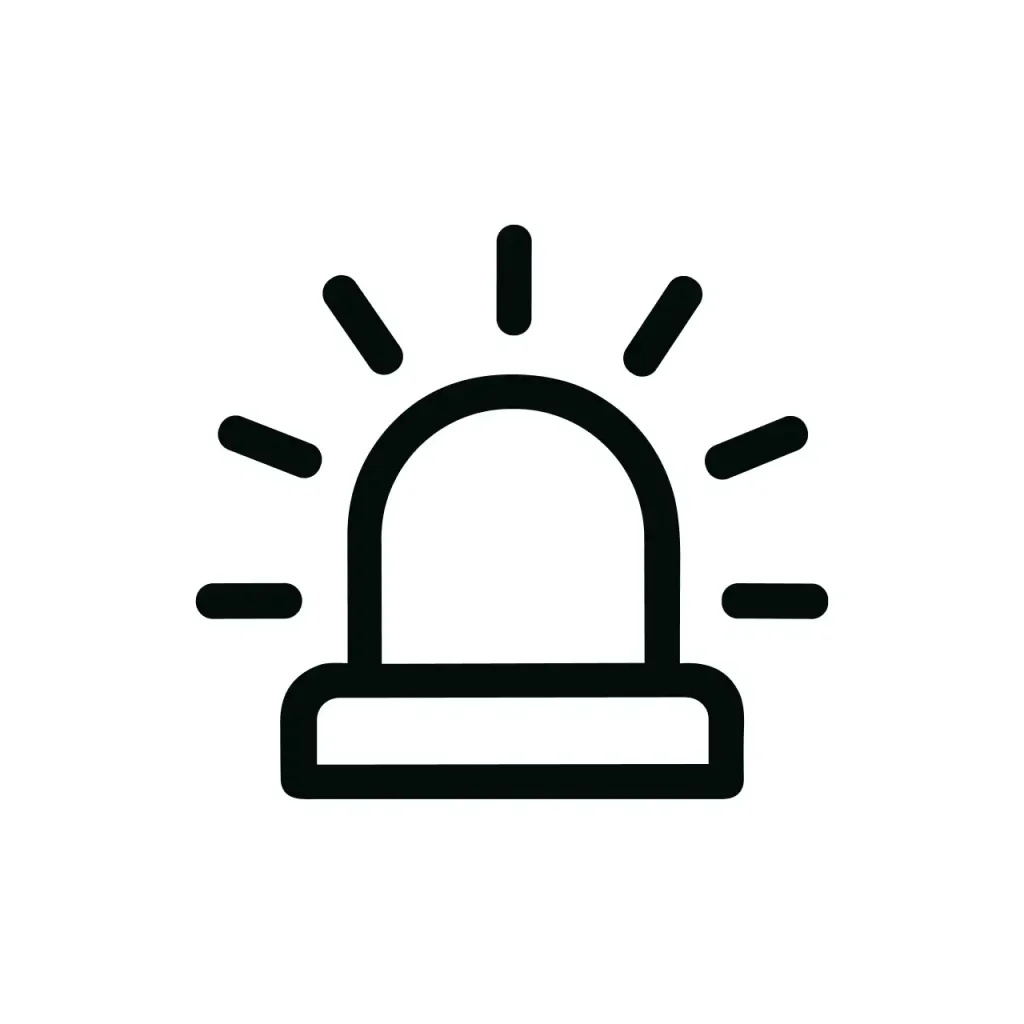 Simple Outline Emergency Flasher Alert Icon Design for Security System Application