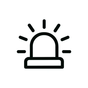 Simple Outline Emergency Flasher Alert Icon Design for Security System Application