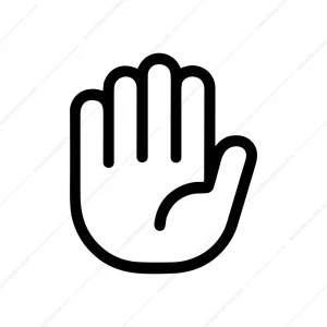 Simple Outline Hand Stop Gesture Warning Sign Symbol