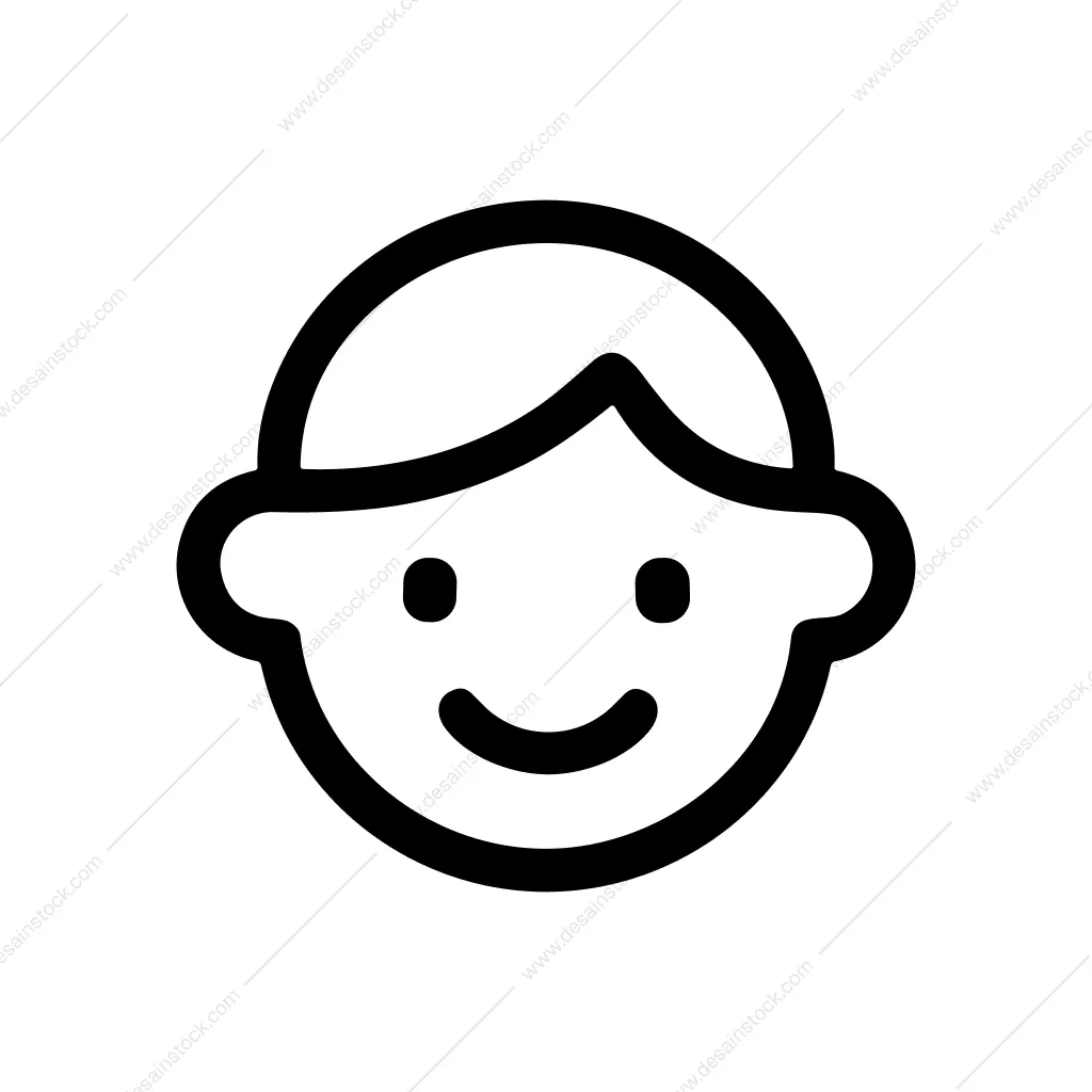 Simple Outline Smiling Child Face Profile Icon