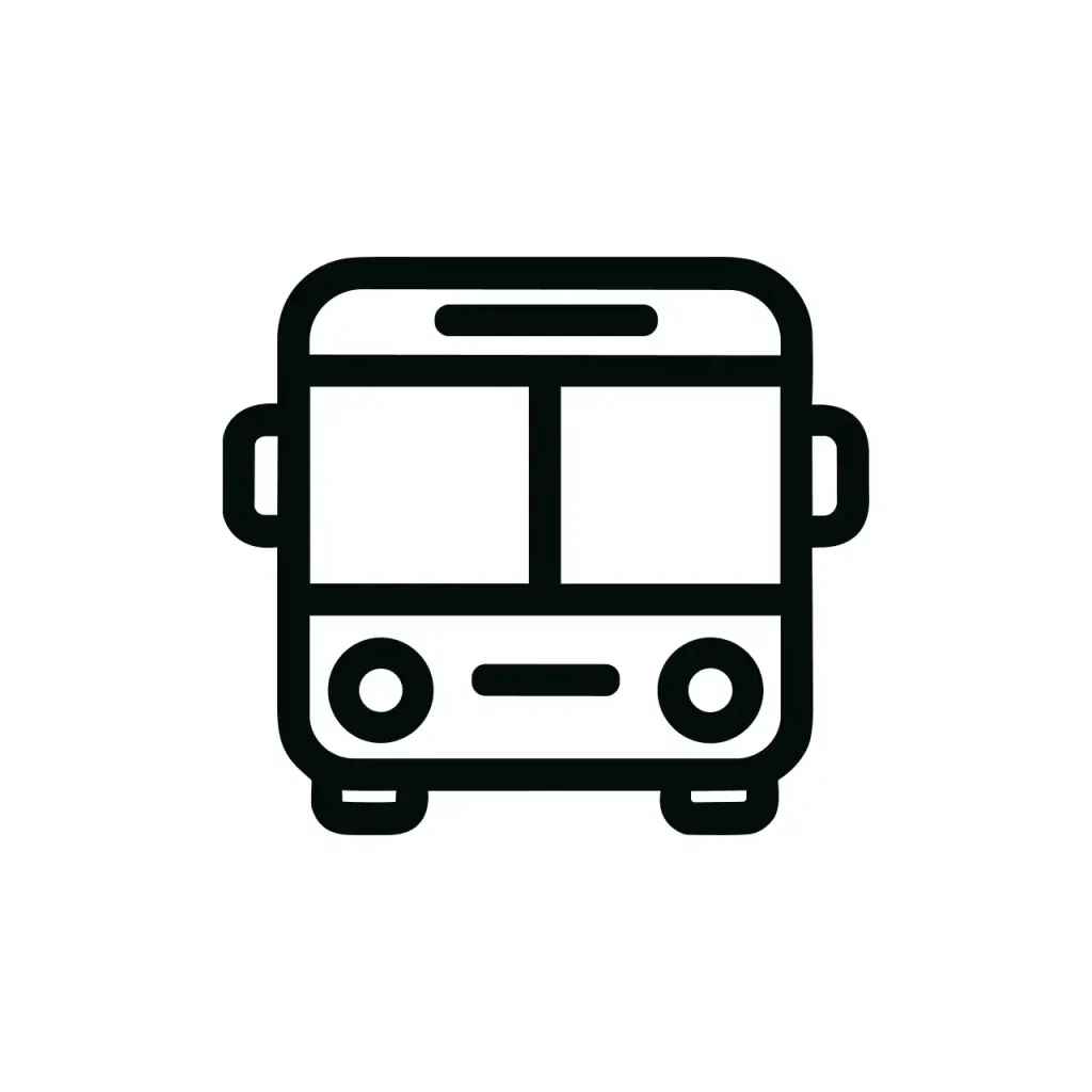 Simple Line Style Public Transportation Bus Front View Icon Graphic